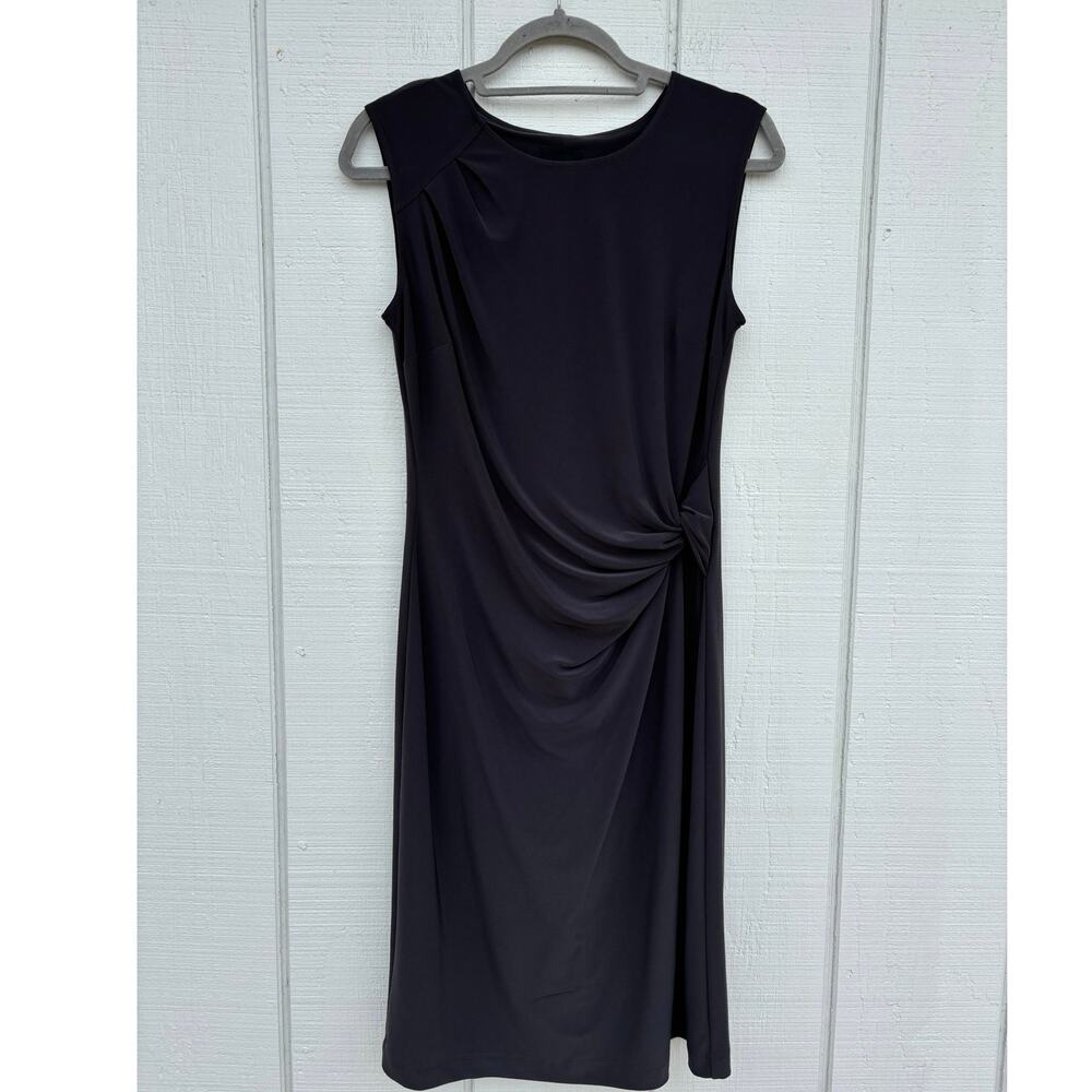 Nic‎ + Zoe Dress, Twist Side, Matte Jersey, Gray Gathered Stretch, Sz S